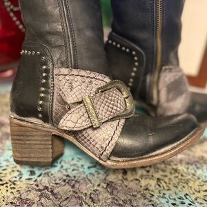 Freebird Sabina Black and Gray Knee High Boots